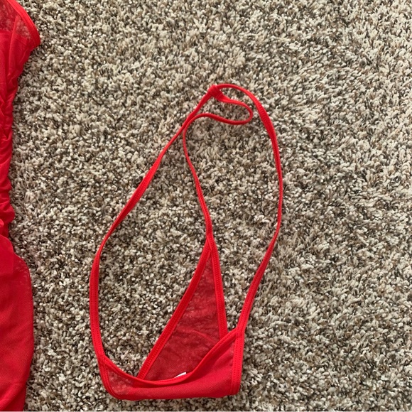 Dolls Kill Forever Yours Red Mesh Slip and Thong, New Without Tags - Picture 8 of 8